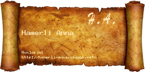 Hamerli Anna névjegykártya
